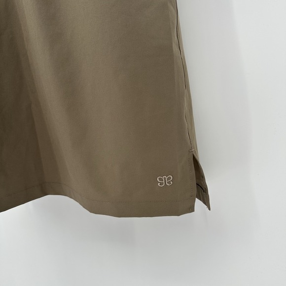 Albion Fit Going Places Drawstring Dress Women Sz M Tan Cap Sleeve Pockets Nylon - Picture 9 of 10